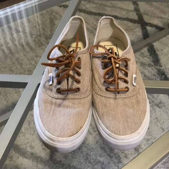 Vans Shoes Low Profile Canvas Vans With Leather Shoe Strings